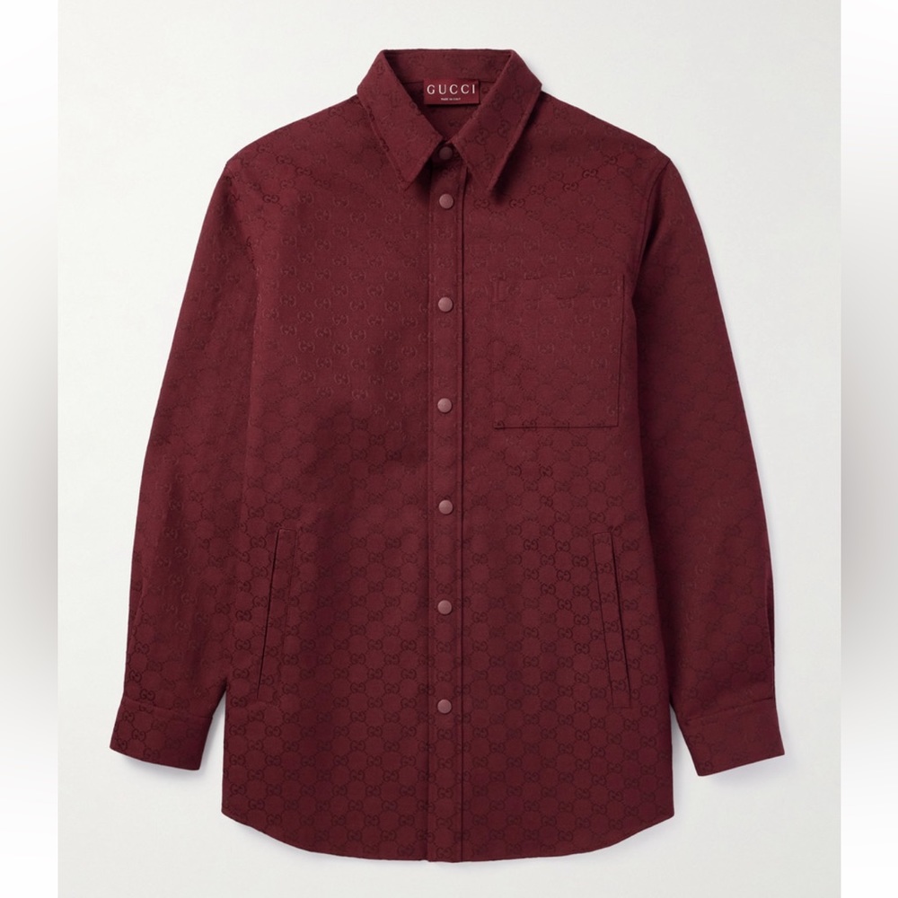 NWT - Gucci Ancora Logo Jacquard Cotton Canvas Shirt